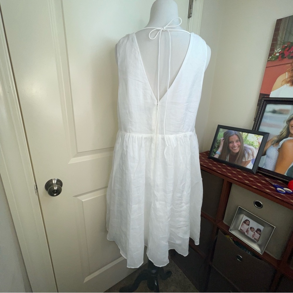 J Crew Double V Neck Ramie Cotton Sleeveless Dress M - Picture 9 of 17